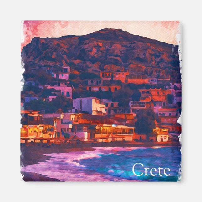 Kreta grekiska öns vattenfärgsmålning magnet (Framsidan)