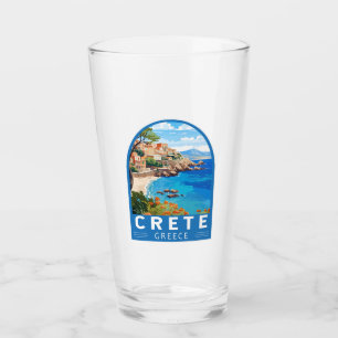 Kreta grekiska Vintagen Travel Art Glaskopp
