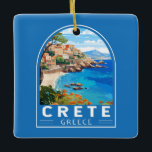 Kreta grekiska Vintagen Travel Art Julgransprydnad Keramik<br><div class="desc">Skapa retro-vektorns resedesign. Kreta är Greklands största ö och Medelhavets femte största ö.</div>