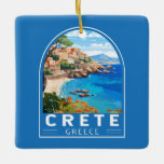 Kreta grekiska Vintagen Travel Art Julgransprydnad Keramik<br><div class="desc">Skapa retro-vektorns resedesign. Kreta är Greklands största ö och Medelhavets femte största ö.</div>