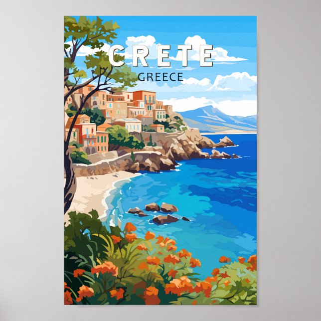 Kreta grekiska Vintagen Travel Art Poster (Framsidan)