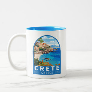 Kreta grekiska Vintagen Travel Art Två-Tonad Mugg