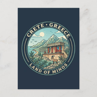 Kreta Grekland Illustration Resa Konst Märke Vykort