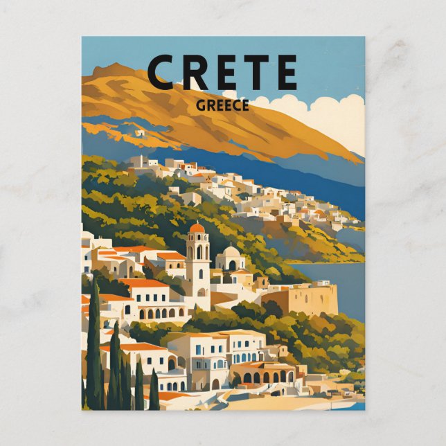 Kreta Grekland Vintage Vykort (Framsida)