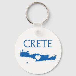 Kreta Karta med hjärtblått och vitt Nyckelring