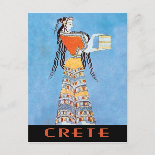 Kreta med Mycenaean Woman Fresco Vykort (Framsida)
