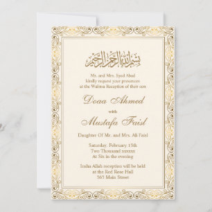 Kreta och Guld islamiska muslimska Bröllop Inbjudningar