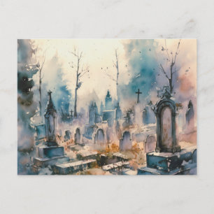 Kreta och vackra Grått Cemetery Halloween Helg Vykort