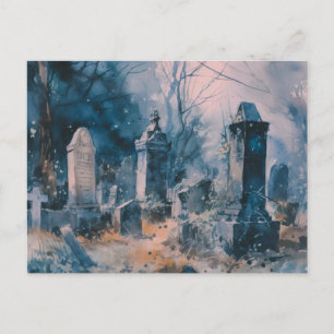 Kreta och vackra Grått Cemetery Halloween Helg Vykort