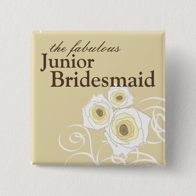 Kreta Rosor och Swirls Bridesmaid Bröllop Knapp (Framsida)