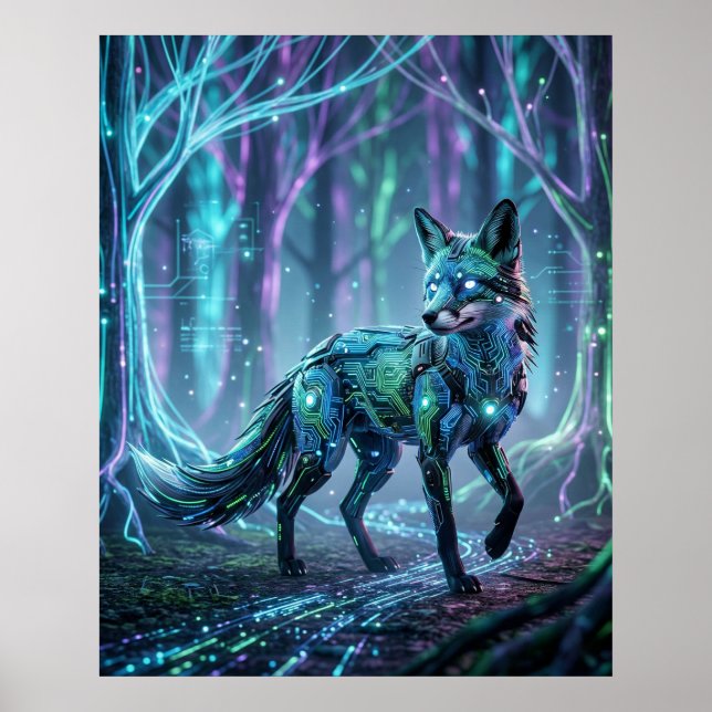 Krets Fox Neon Forest Poster (Framsidan)
