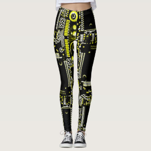 Krets Gult 2 över hela benen Leggings