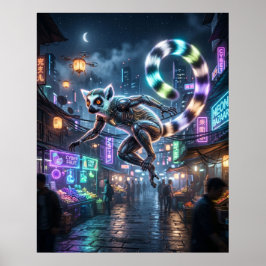 Krets Lemur Månad Marknad Poster