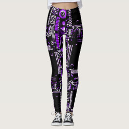 Krets Lila 2 över hela benen Leggings