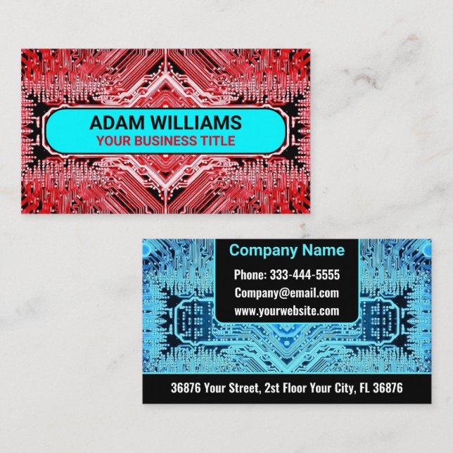 Kretskort (Elektronisk Dator) Visitkort (Fram/baksida)