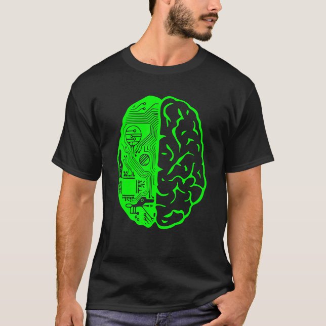 Kretskort för dator- och hjärnintelligens och -tek t shirt (Framsida)