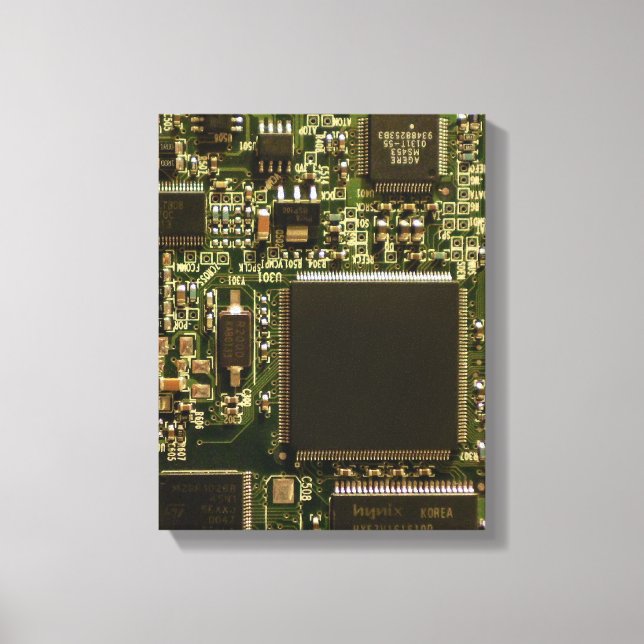 Kretskort för datorhårddisk - Grönt Canvastryck (Framsida)
