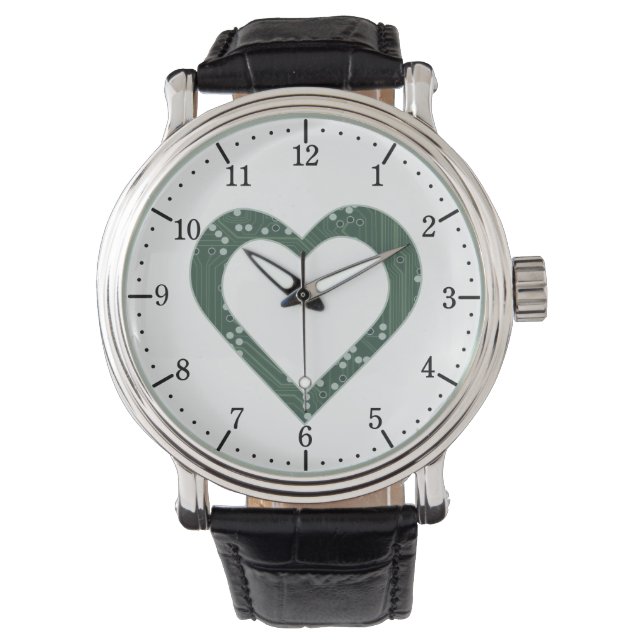 Kretskort Mönster Heart Armbandsur (Framsida)