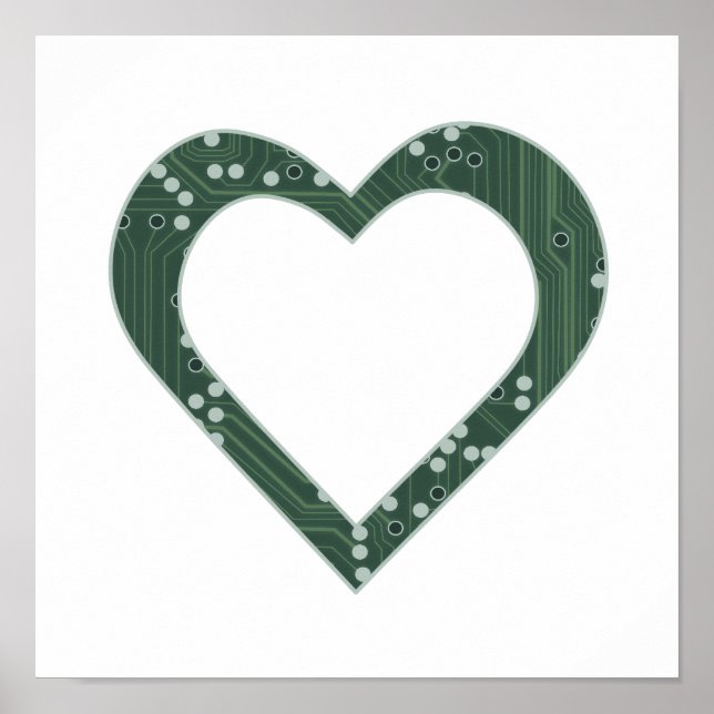 Kretskort Mönster Heart Poster (Framsidan)