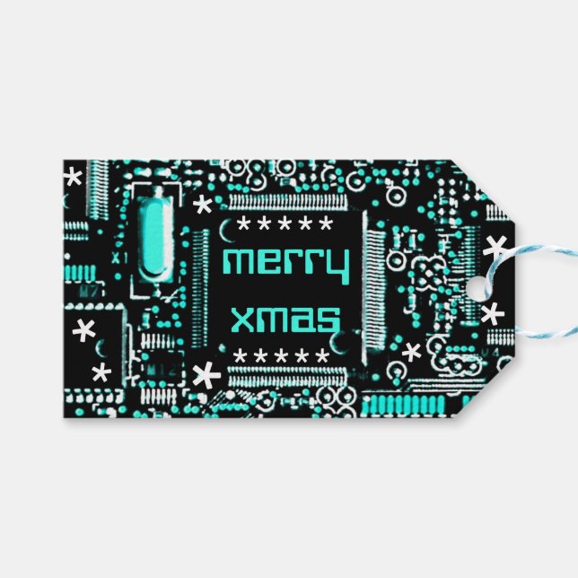 Kretsljus Blue 2 'God jul blå bak Presentetikett (Framsidan (Horisontell))