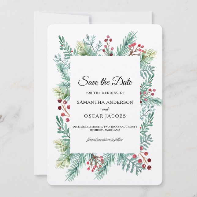 Krfat Vinter Blad Ram Grönska Spara Datum Spara Datumet (Framsida)