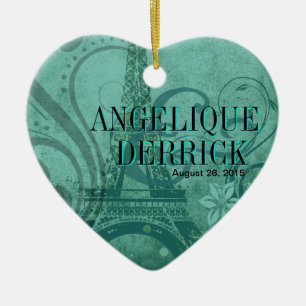 Kricka för Fleur de Paris Eiffel tornbröllop Julgransprydnad Keramik