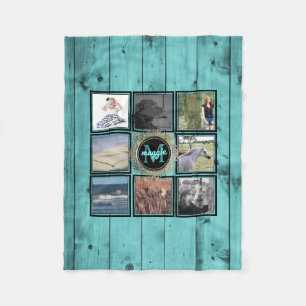 Kricka för trä för turkos för namn   för Instagram Fleecefilt