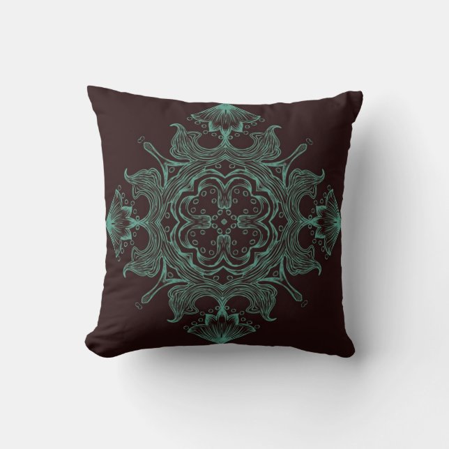 Kricka för vintageVictorianprydnad & bruntbakgrund Kudde (Framsida)