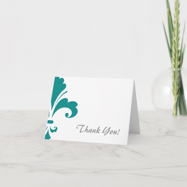 Kricka gröna Fleur de lis Tack Kort (Framsida)