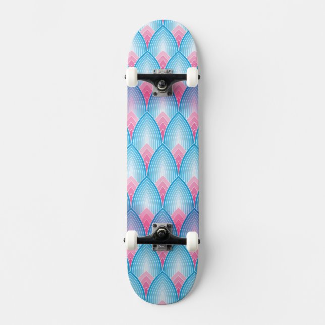 Kricka- och rosaPetalmönster Old School Skateboard Bräda 21,6 Cm (Framsida)