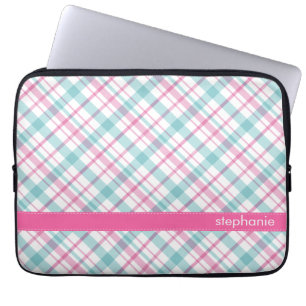 Kricka och rosaplädmönster laptop sleeve