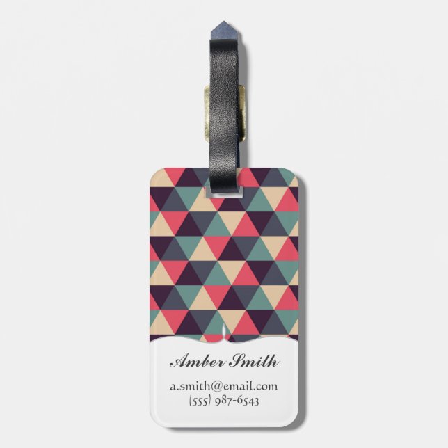 Kricka och rosatriangelmönster bagagebricka (Baksidan Lodrät)