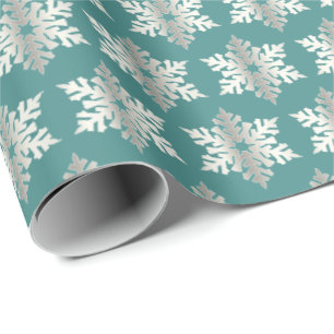 Kricka- och silversnöflingor presentpapper