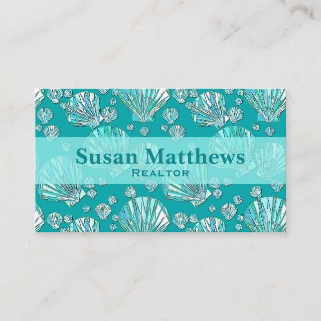 Kricka seafoamsnäckor, turkosbakgrund visitkort (Framsida)