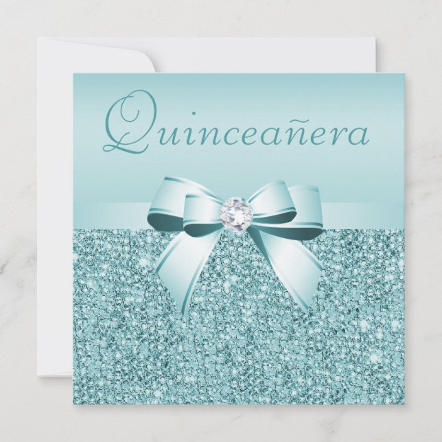 Kricka utskrivaven Sequins & pilbåge Quinceanera Inbjudningar (Framsida)