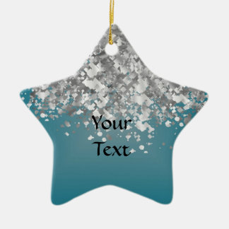 Krickablått och fauxglitter julgransprydnad keramik