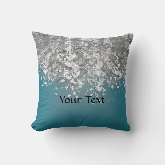 Krickablått och fauxglitter kudde (Framsida)
