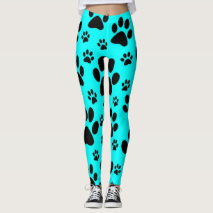 Krickablått och svart tasstryckdamasker leggings