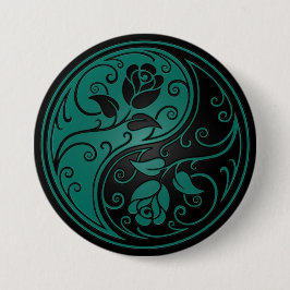 Krickablått och svart Yin Yang ro Knapp