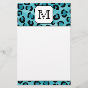 KrickaLeopardtryck, beställnings- Monogram. Brevpapper
