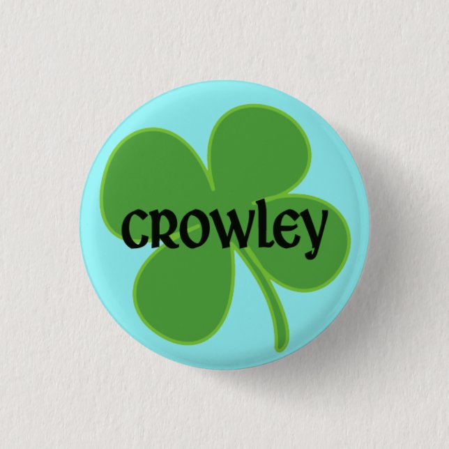 Krickan Crowley klämmer fast med shamrocken Knapp (Framsida)