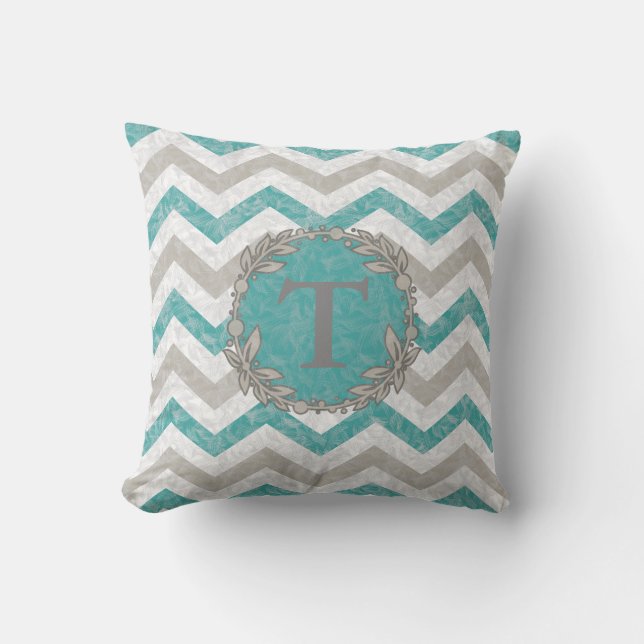 Krickan & den beige Monogrammed sparren kudder Utomhuskudde (Framsida)