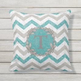 Krickan & den beige Monogrammed sparren kudder Utomhuskudde