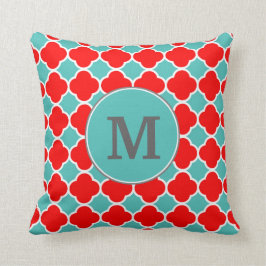 KrickaQuatrefoil för Monogram rött mönster Kudde