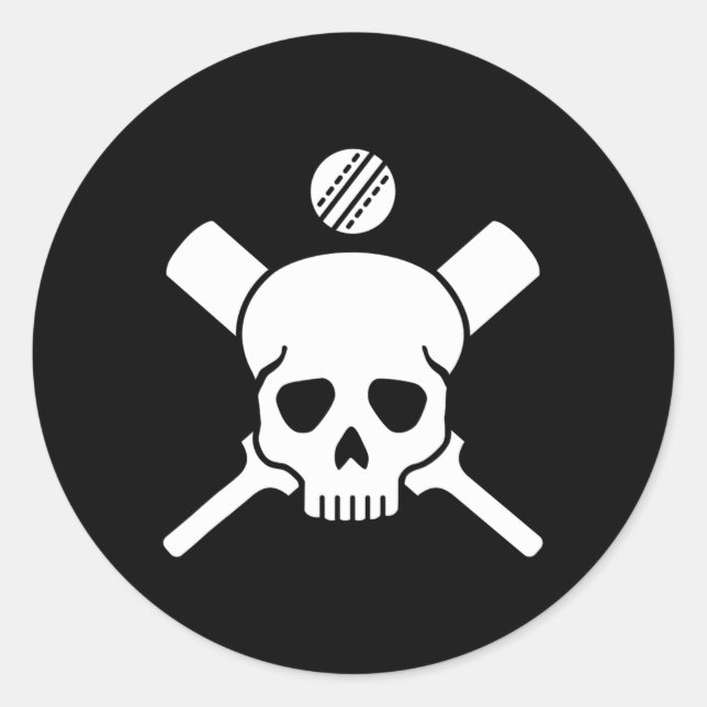 Kricket Dödskalle  Runt Klistermärke (Framsida)