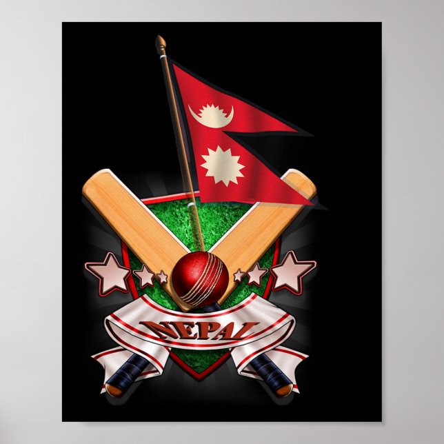 Kricketflagga för Nepal Ny Poster (Framsidan)