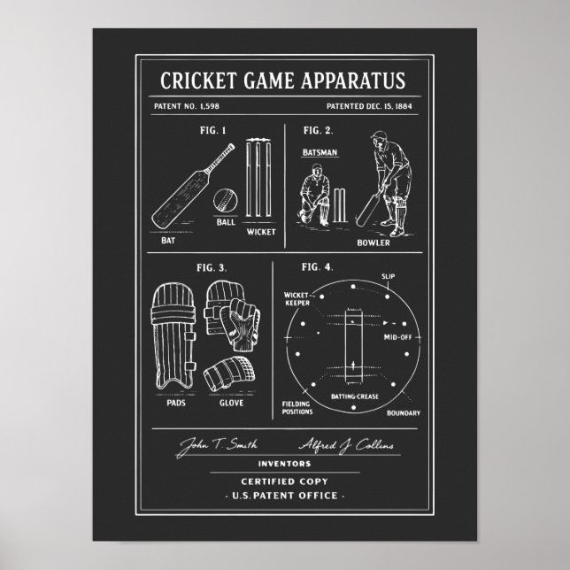Kricketspel blueprint poster (Framsidan)