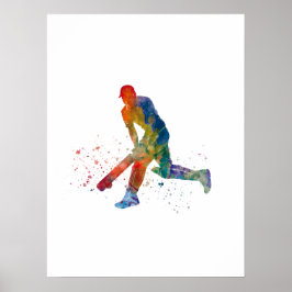 Kricketspelare i akvarell poster
