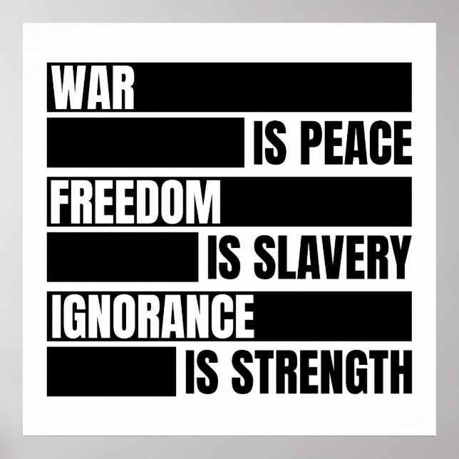 Krig är fred Frihet är slaveri Poster (Framsidan)