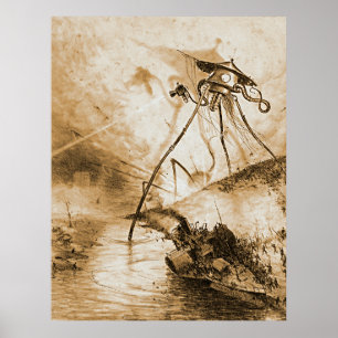 Krig av världarna Martians i Thameset Valley Poster
